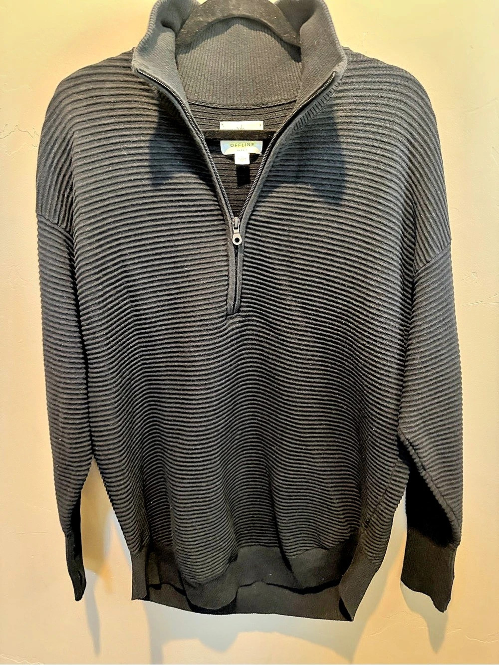 Offline by Aerie Chillside Quarter Zip Sweater Black Large